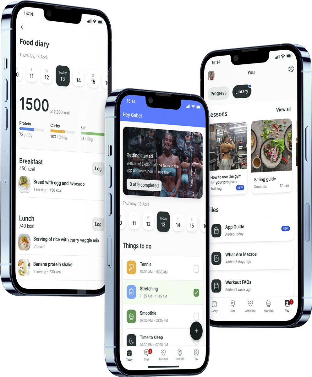 A mockup of the coaching app showcasing the features.